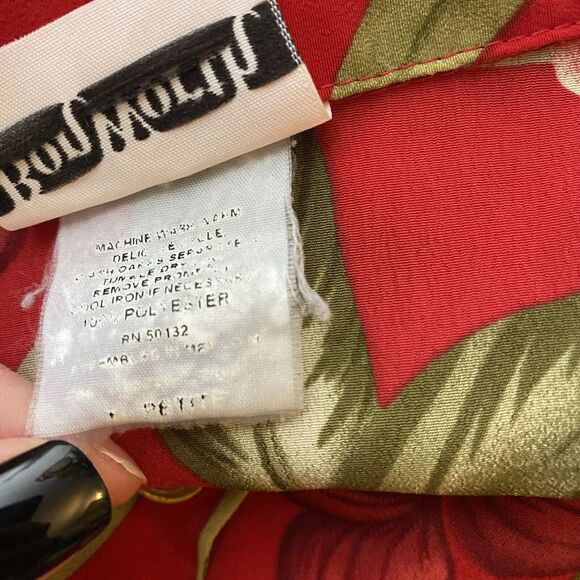 Vintage Bonworth Red Hawaiian Tropical Shirt Blouse Size Large Petite womens - Picture 6 of 7